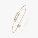 Bracelet Trois Pierres Mobiles Moissanite pour Femme