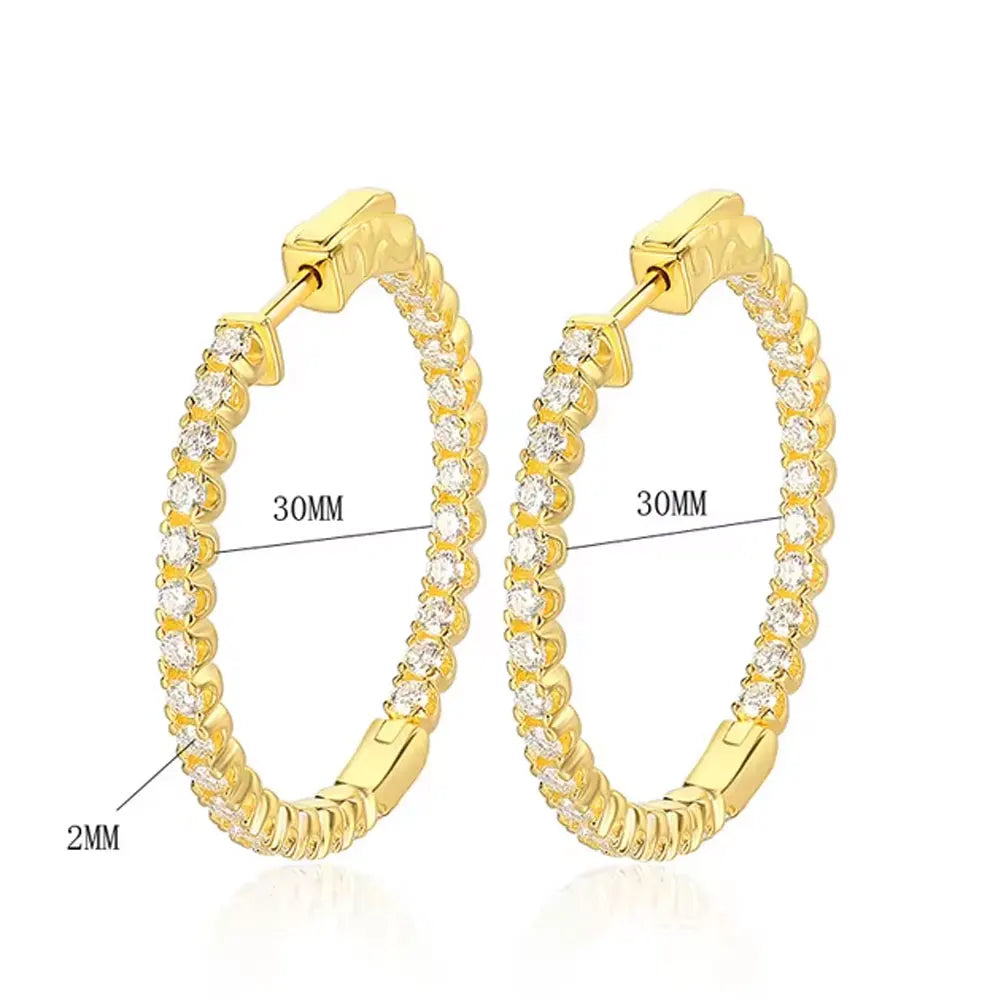 Créoles Moissanite 2mm D VVS1 pour Femme en Argent S925 Plaqué Or Blanc 18K