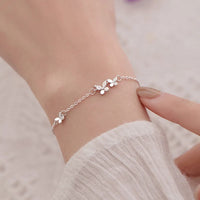 Bracelet Papillon Fleur pour Femme Argent S925 Réglable