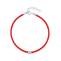 Bracelet Corde Rouge Diamant Moissanite Argent 925 Femme
