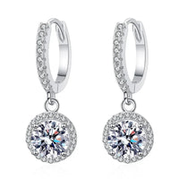 Boucles d’Oreilles Rondes 1ct en Moissanite pour Femme en Argent 925
