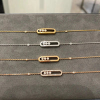 Bracelet Trois Pierres Mobiles Moissanite pour Femme