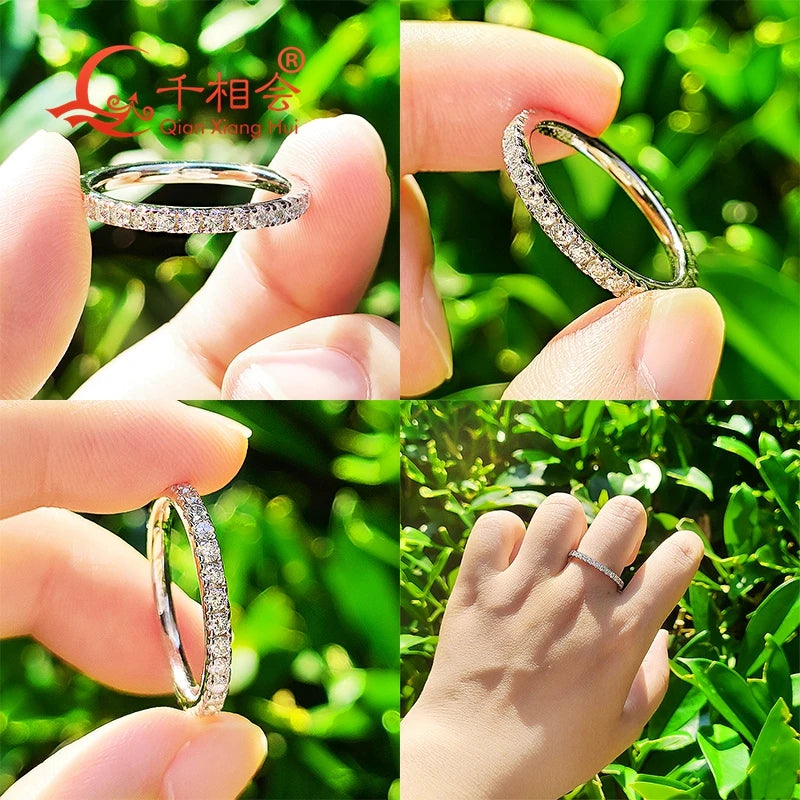 Bague Éternité Moissanite 2mm 3mm en Argent 925 avec Diamant Rond Blanc