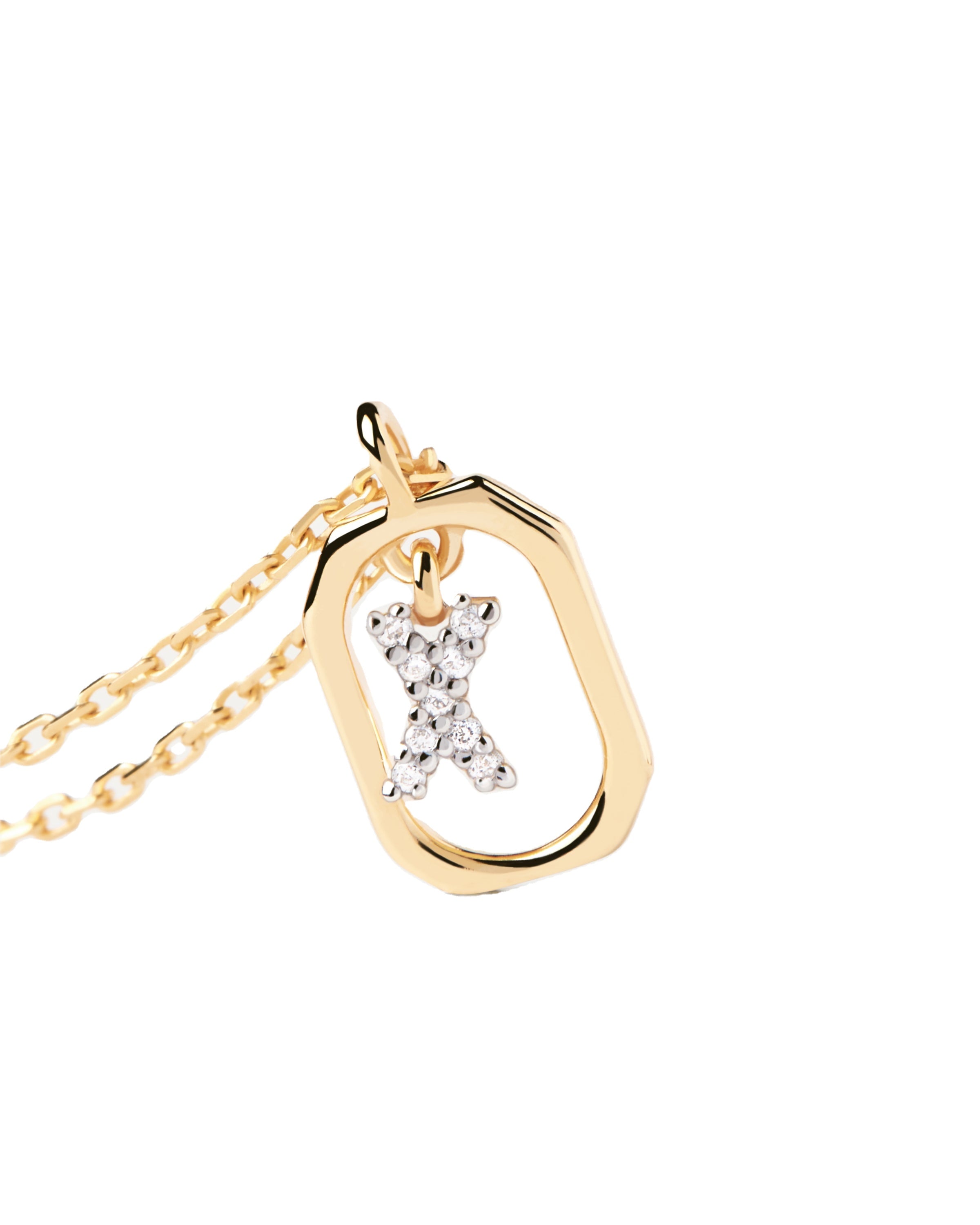 Collier Pendentif Lettre A–Z Plaqué Or 18K en Argent 925