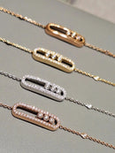 Bracelet Trois Pierres Mobiles Moissanite pour Femme