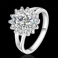 Bague Fleur en Cristal et Moissanite pour Femme en Argent 925