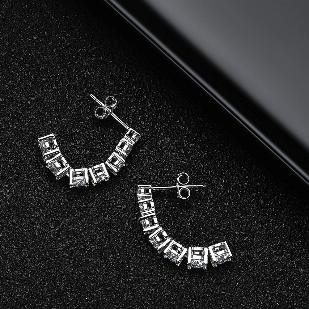 Boucles Pendantes Moissanite D VVS1 en Argent S925 Plaqué Or Blanc 18K avec GRA