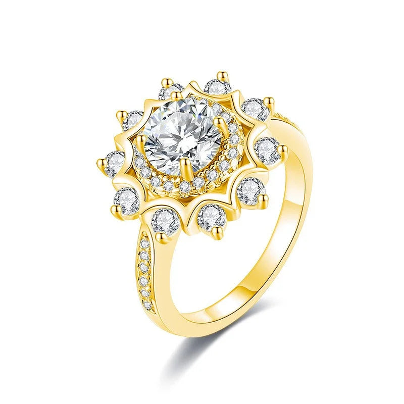 Bague Tournesol en Moissanite de Luxe pour Femme