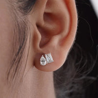 Boucles Moissanite Émeraude & Poire x4 en Argent S925 – Certifiées GRA