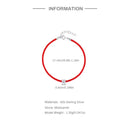 Bracelet Corde Rouge Diamant Moissanite Argent 925 Femme