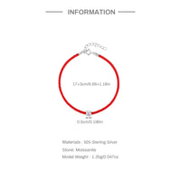 Bracelet Corde Rouge Diamant Moissanite Argent 925 Femme