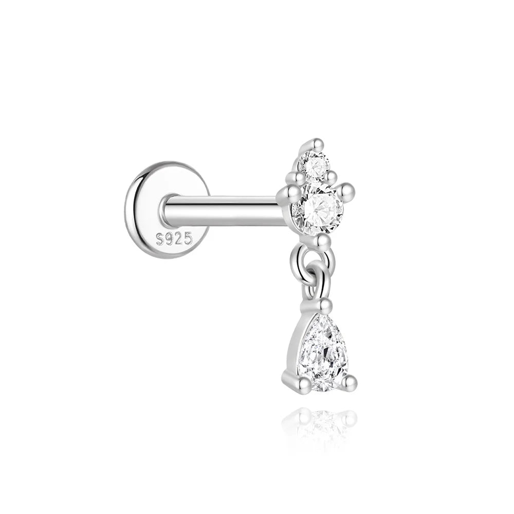 Boucles d’Oreilles Moissanite en Argent 925 à Dos Plat pour Femme
