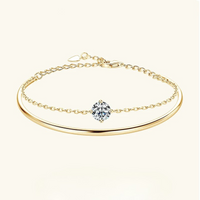 Bracelet Manchette Moissanite pour Femme Réglable 6.5 Argent S925