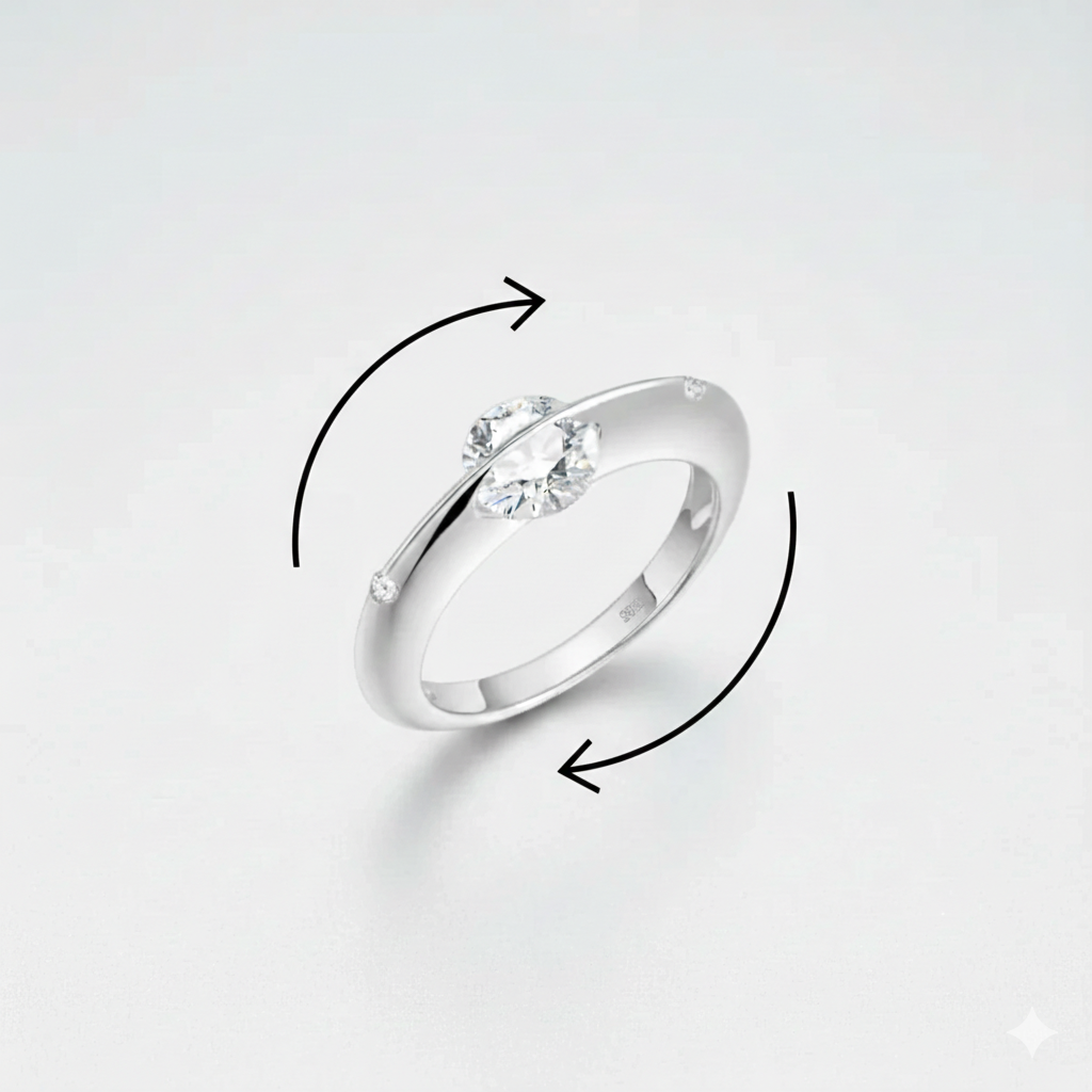 Bague Étoile Filante Rotative — Le Geste Apaisant