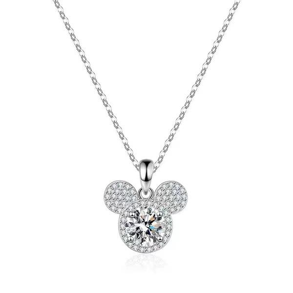 Collier Mickey Plein Moissanite en Argent 925