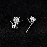 Boucles d’Oreilles Chat Personnalisées en Argent 925 avec Moissanite