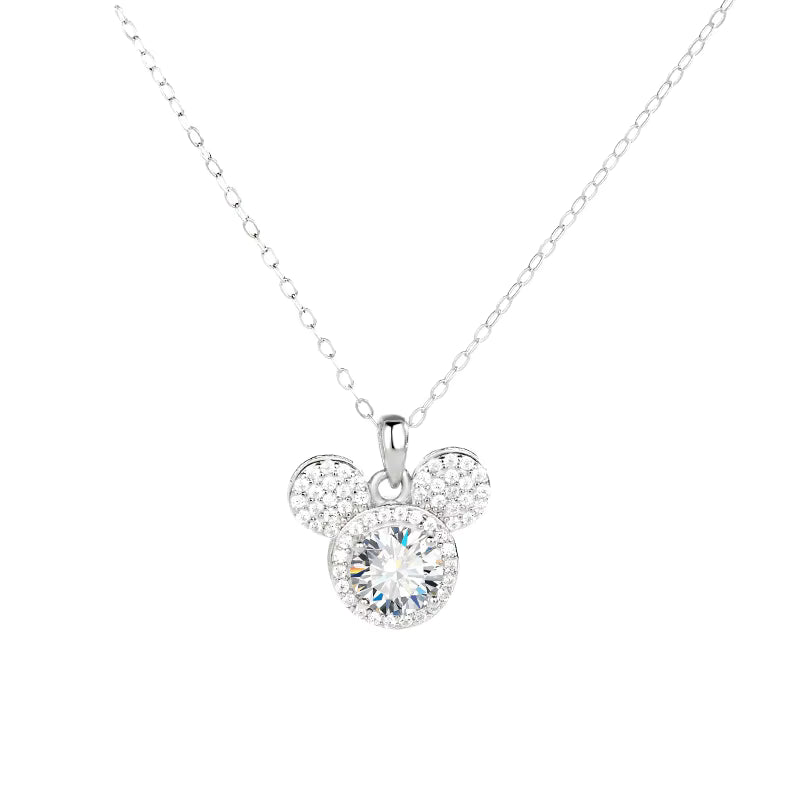 Collier Mickey Plein Moissanite en Argent 925