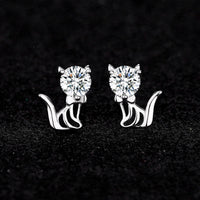 Boucles d’Oreilles Chat Personnalisées en Argent 925 avec Moissanite