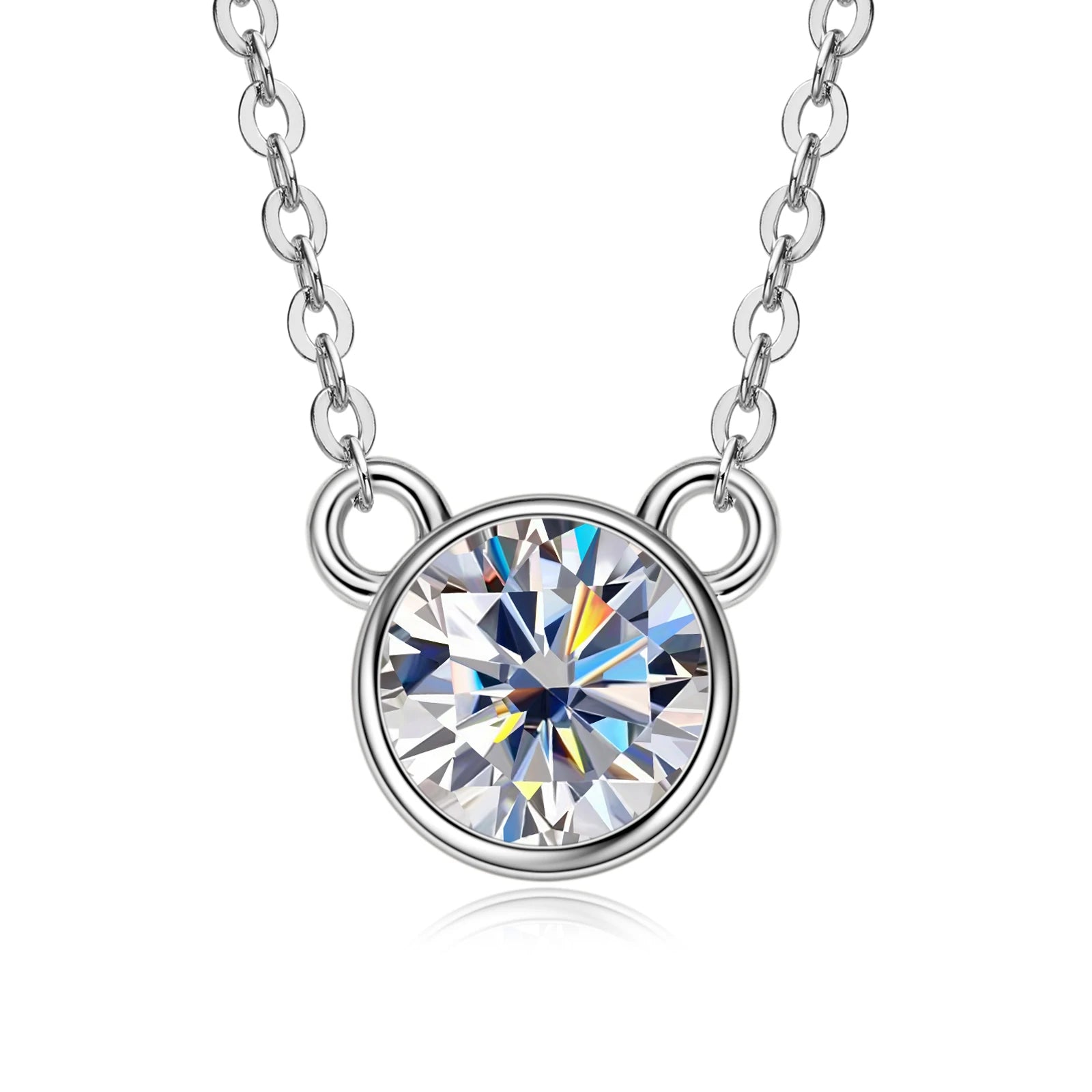 Collier en argent S925 plaqué or 18K avec moissanite incrustée 1.0CT