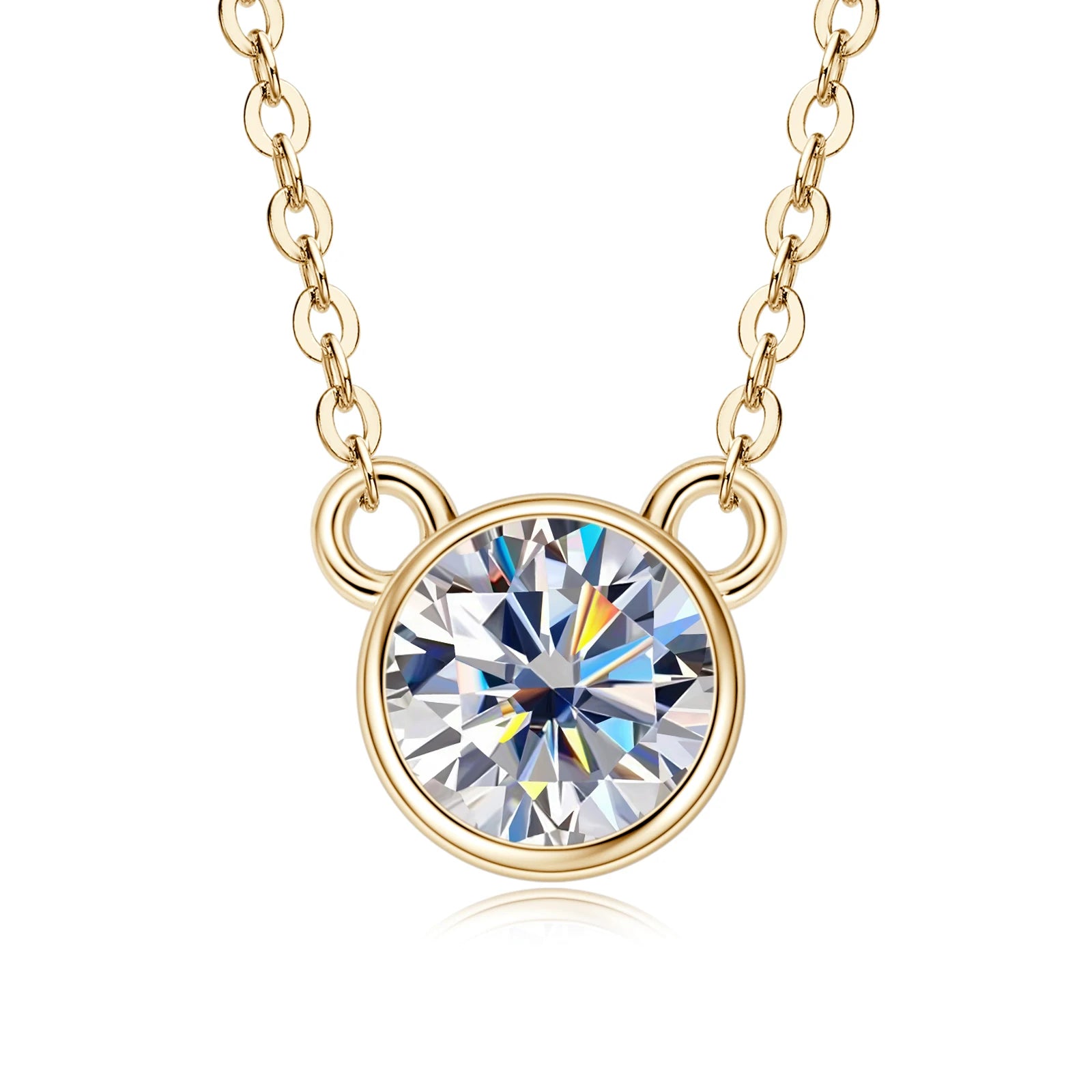 Collier en argent S925 plaqué or 18K avec moissanite incrustée 1.0CT