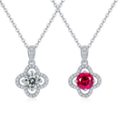 Collier en Or Blanc 18K avec Moissanite et Rubis 1.0CT