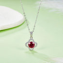 Collier en Or Blanc 18K avec Moissanite et Rubis 1.0CT