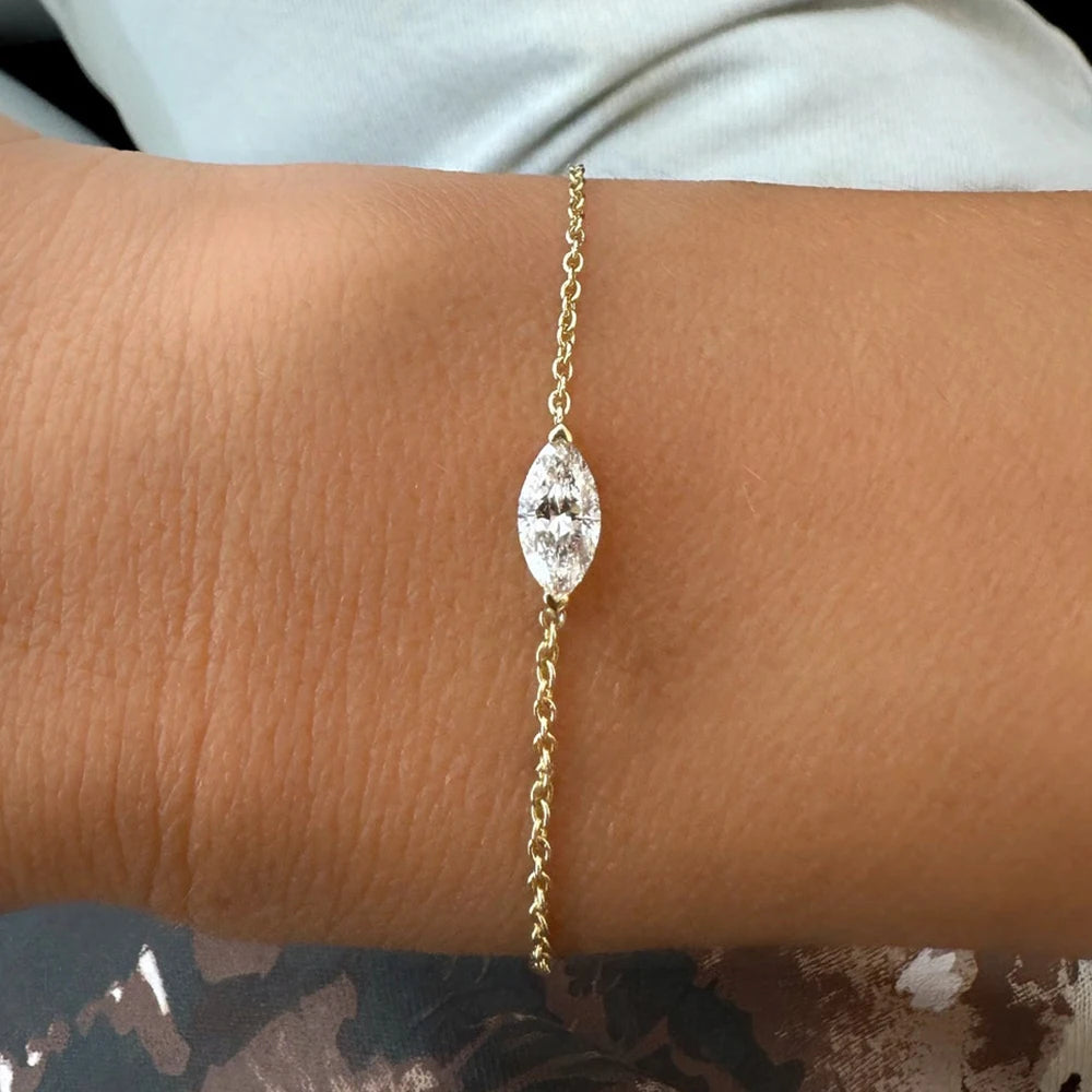 Bracelet Solitaire Moissanite pour Femme Coupe Poire Marquise Cœur