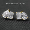 Boucles Moissanite Émeraude & Poire x4 en Argent S925 – Certifiées GRA